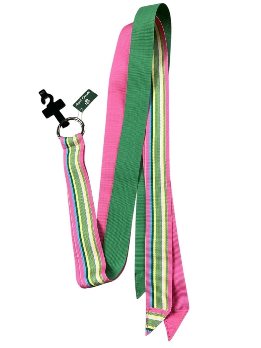 NWT April Cornell Ribbon Belt Women's Medium Colorful Striped Pink Green Preppy